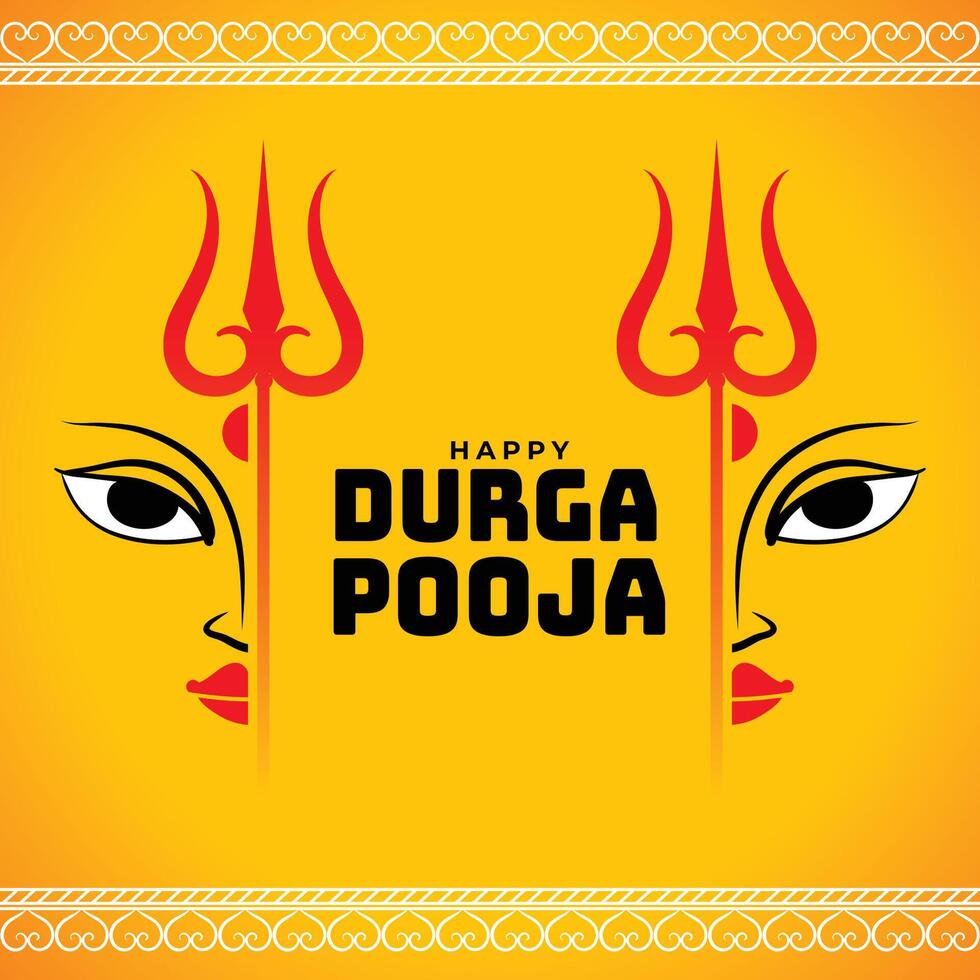 contento Durga pooja auguri carta design vettore