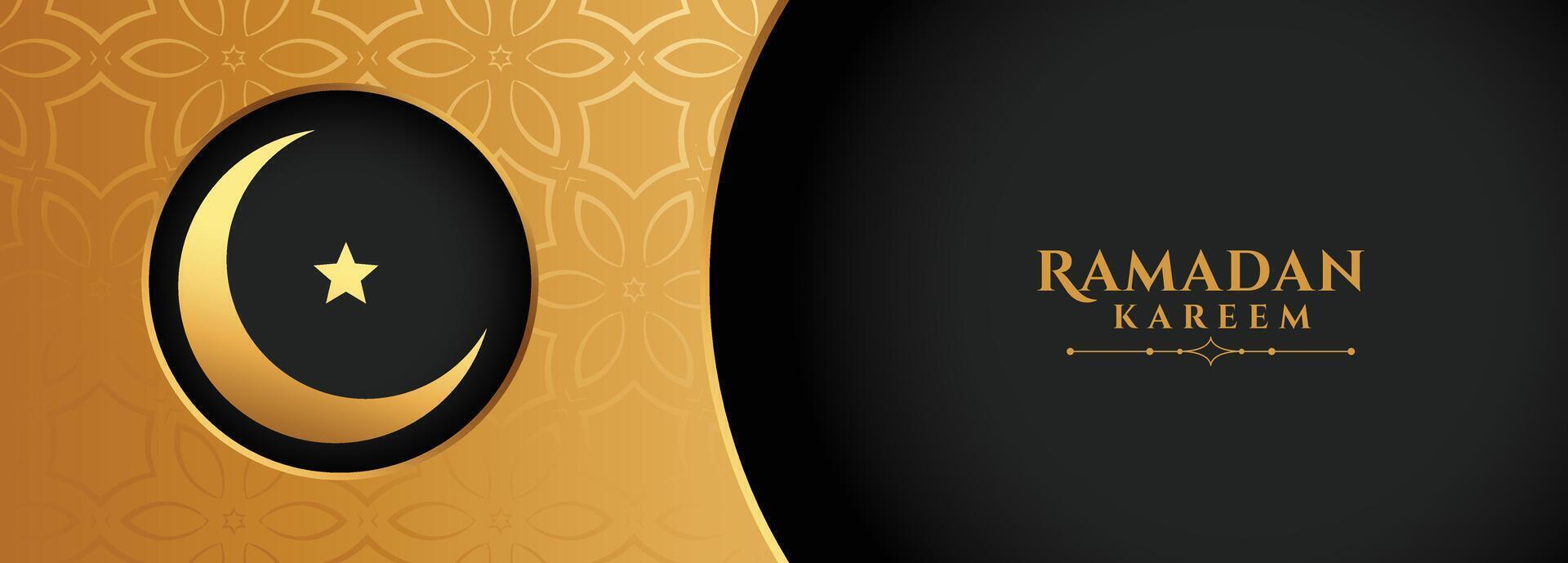 simpatico d'oro Ramadan kareem Luna e stella bandiera design vettore