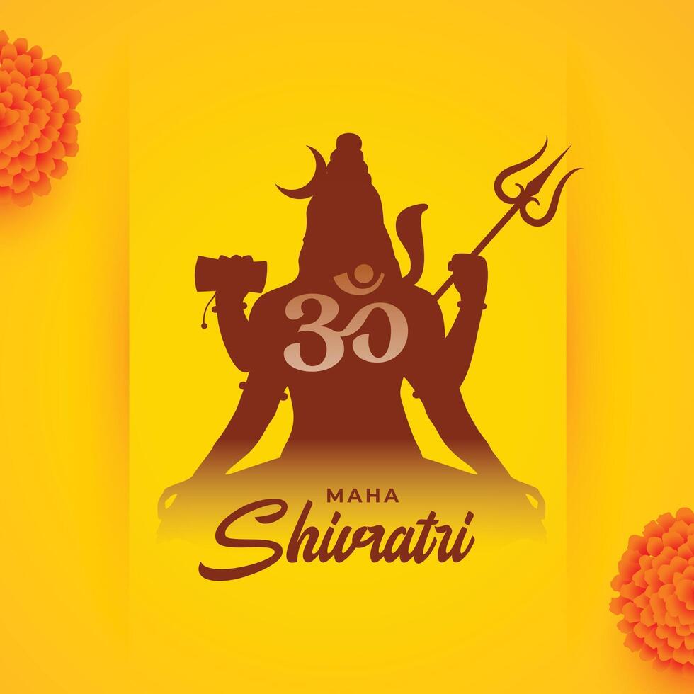 signore shiva maha shivratri saluto carta con calendula fiore vettore