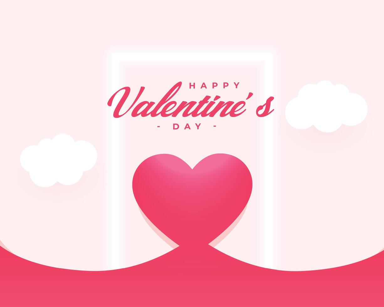 carta stile san valentino giorno carino carta con cuore e nube vettore