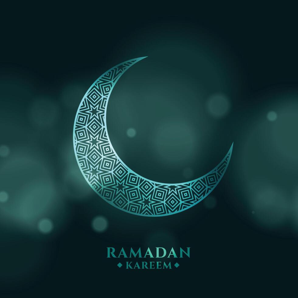 Ramadan kareem sfondo con mezzaluna Luna su bokeh sfondo vettore