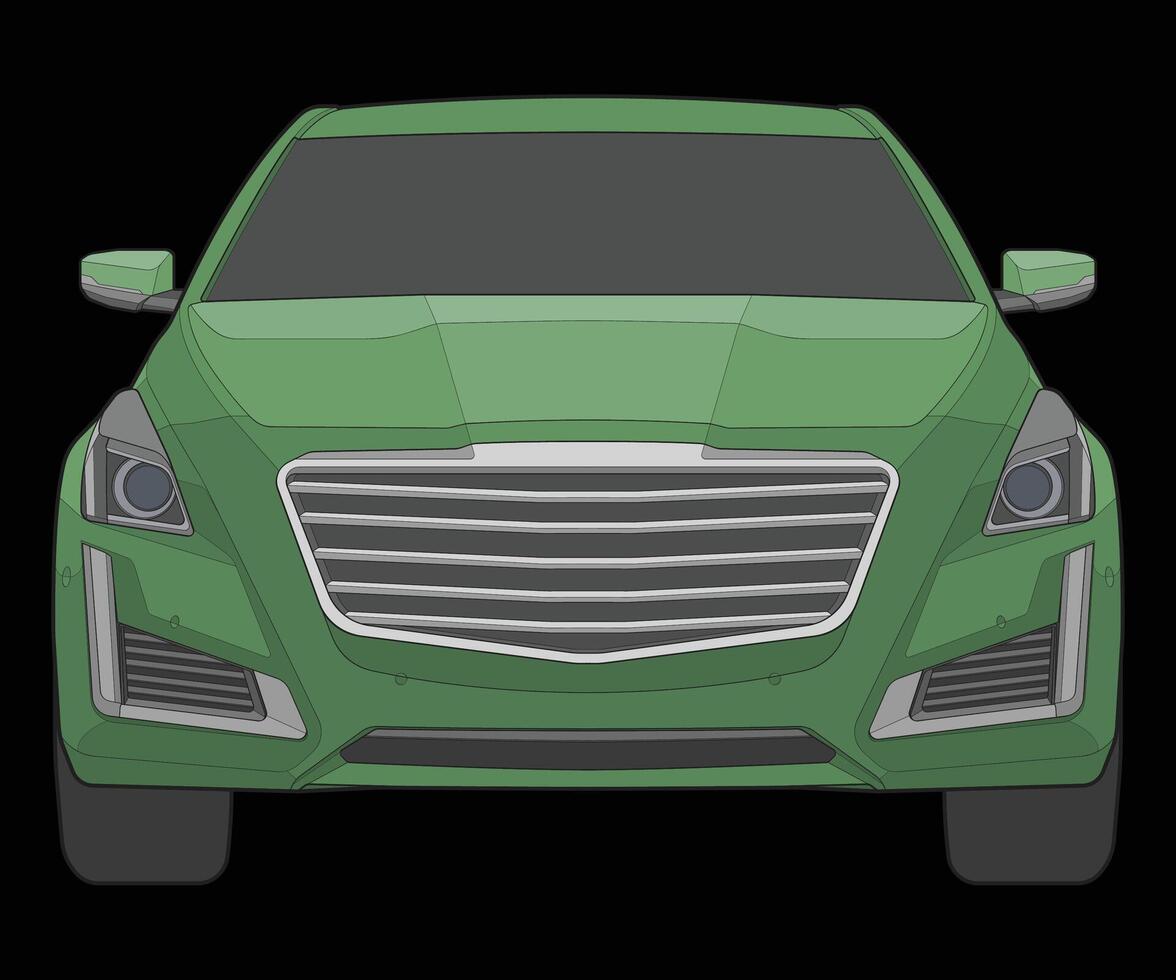 davanti Visualizza vettore illustrazione di isolato evidenziare colore auto su nero sfondo, veicolo nel un' piatto cartone animato stile.