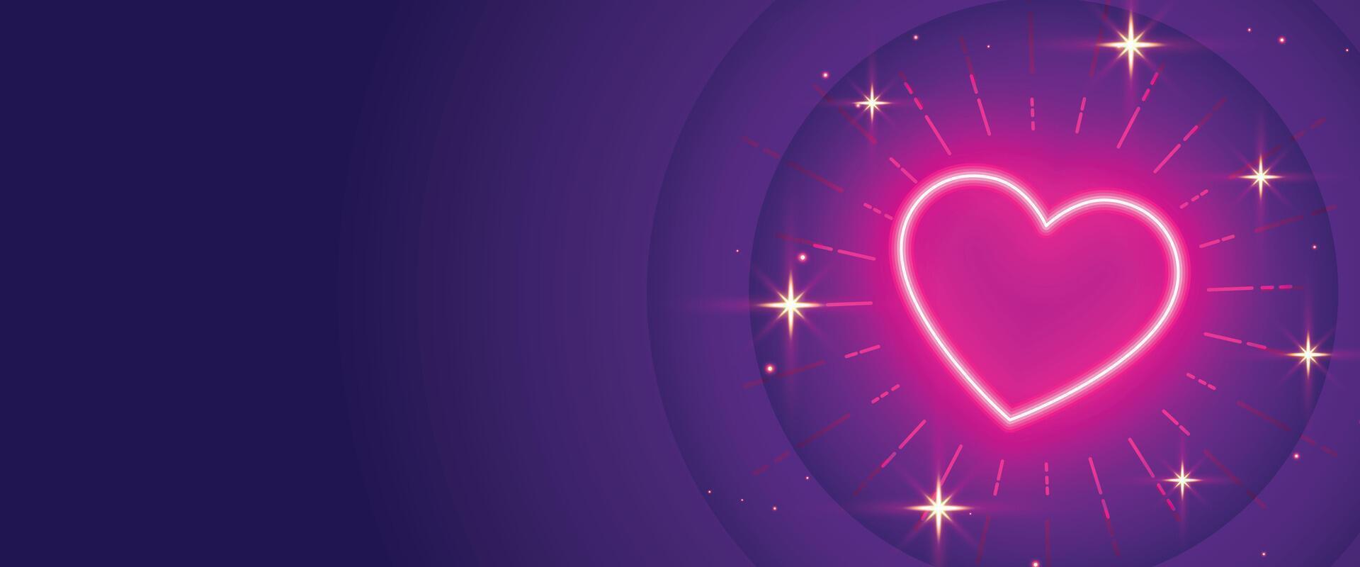 san valentino giorno saluto con raggiante neon cuore e testo spazio vettore