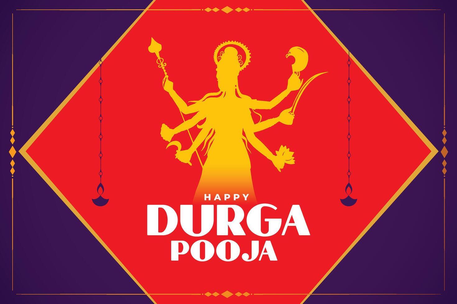 Durga puja celebrazione carta con Dio idolo vettore