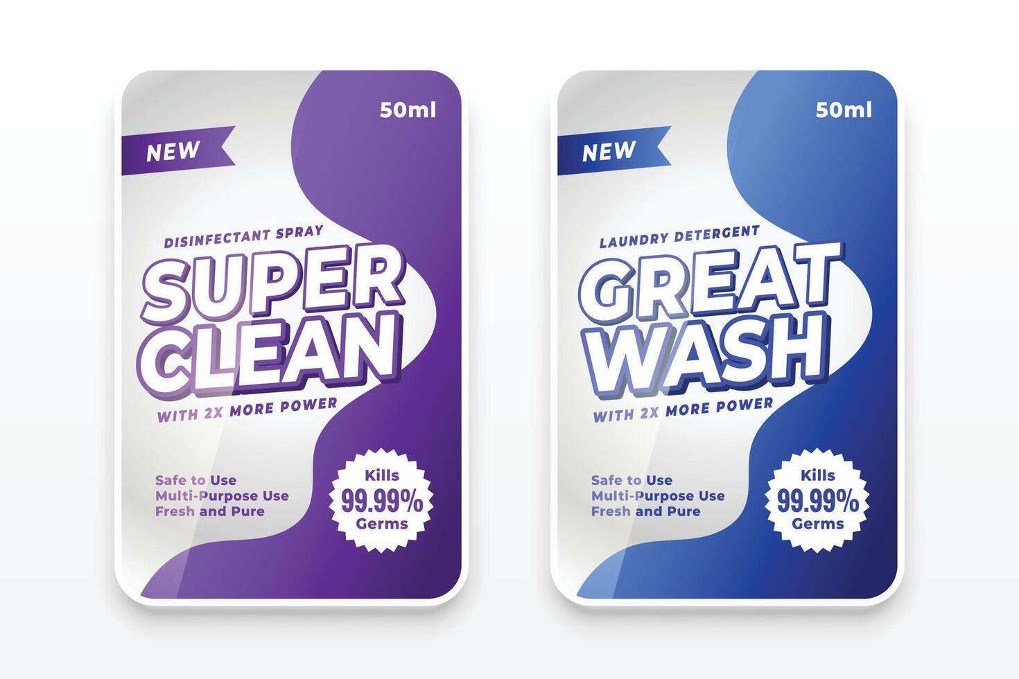 lavanderia detergente promozionale etichette modello design vettore