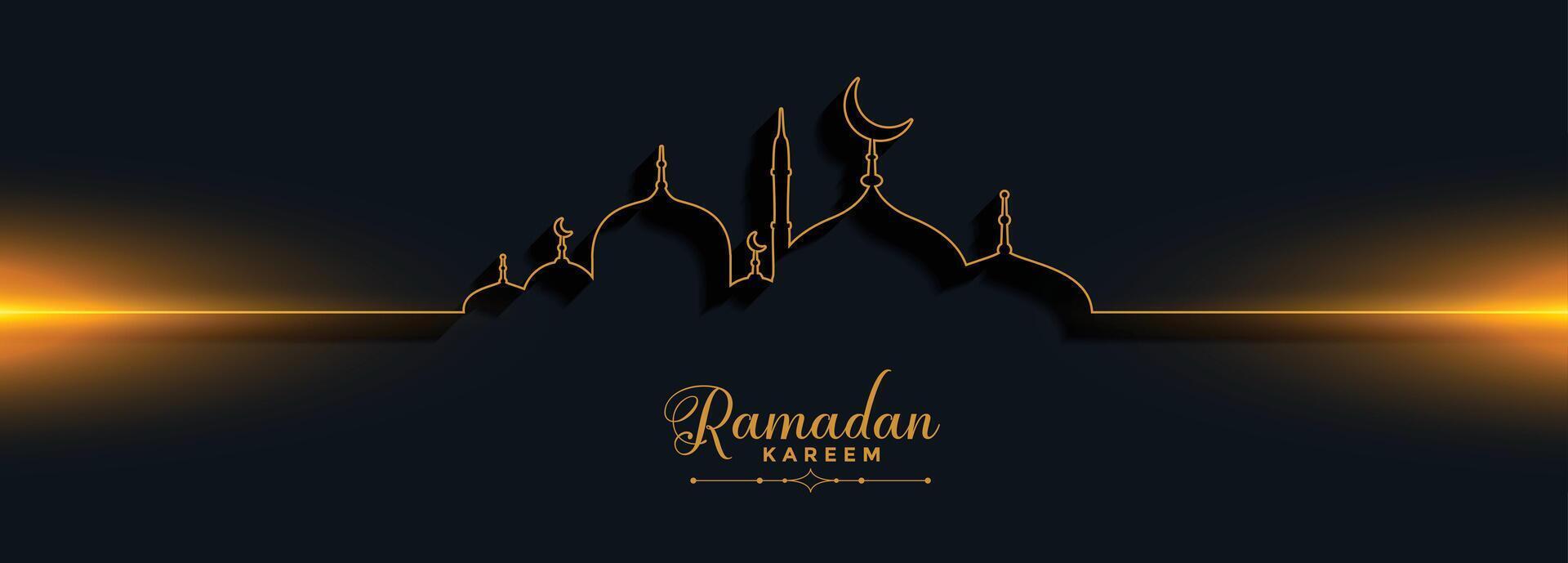 Ramadan kareem bellissimo linea stile bandiera design vettore