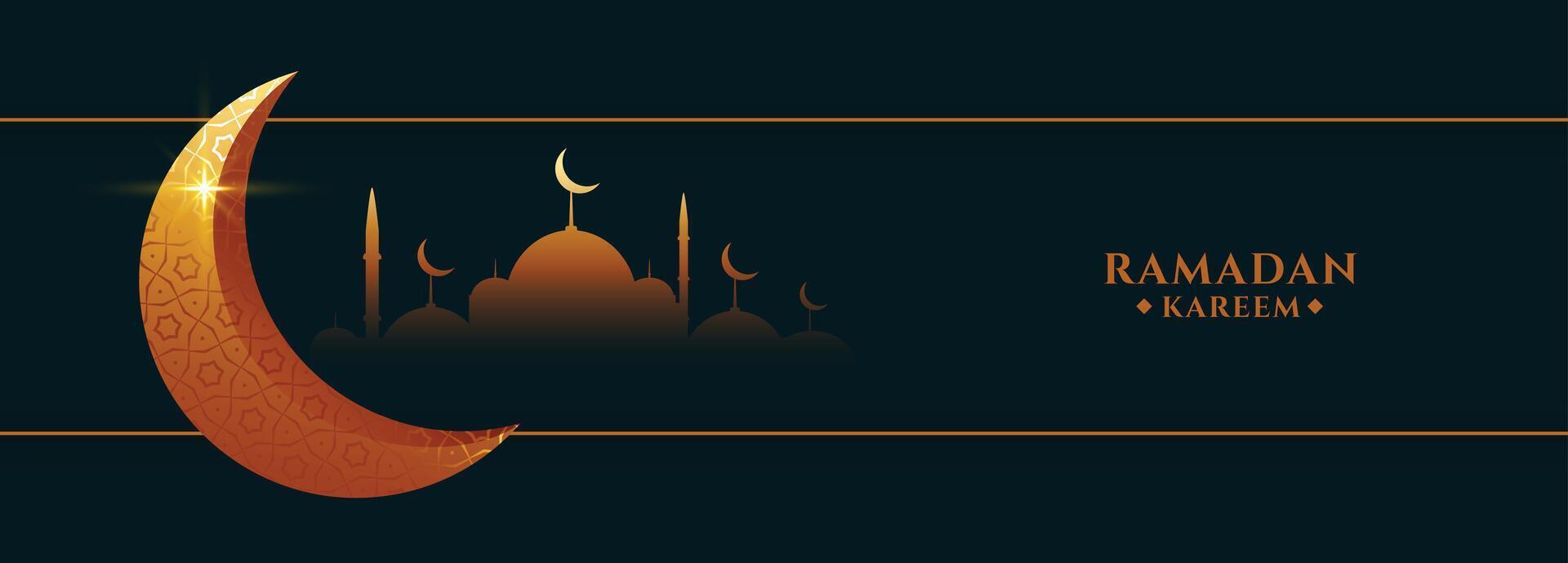 Ramadan kareem Festival bandiera con moschea e Luna vettore