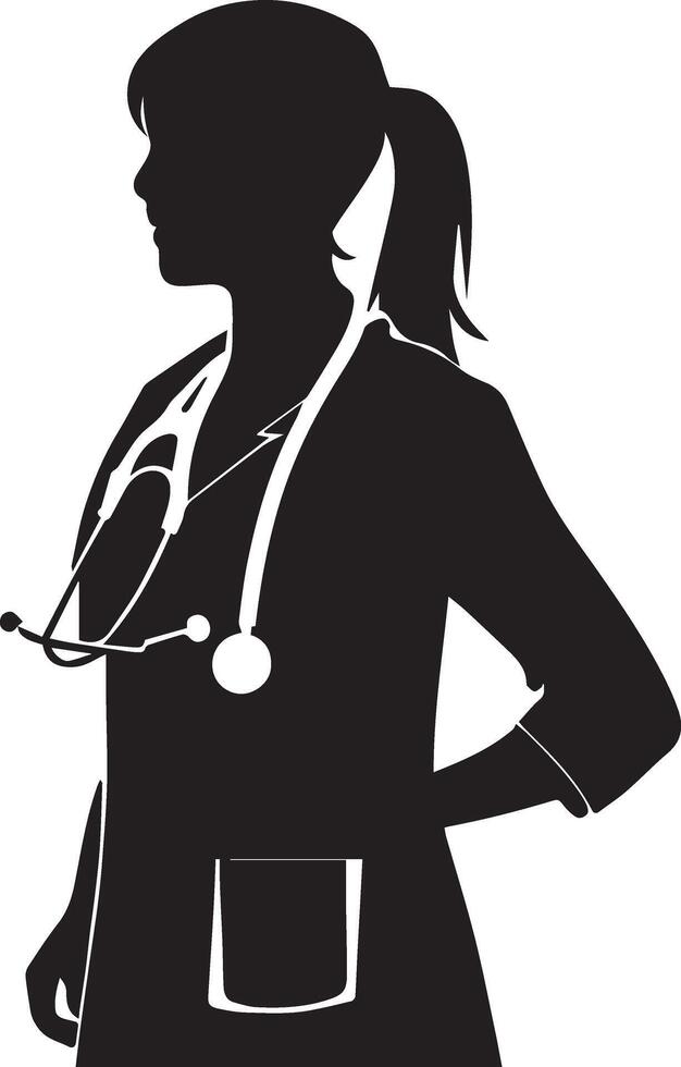 femmina medico silhouette illustrazione 3 vettore