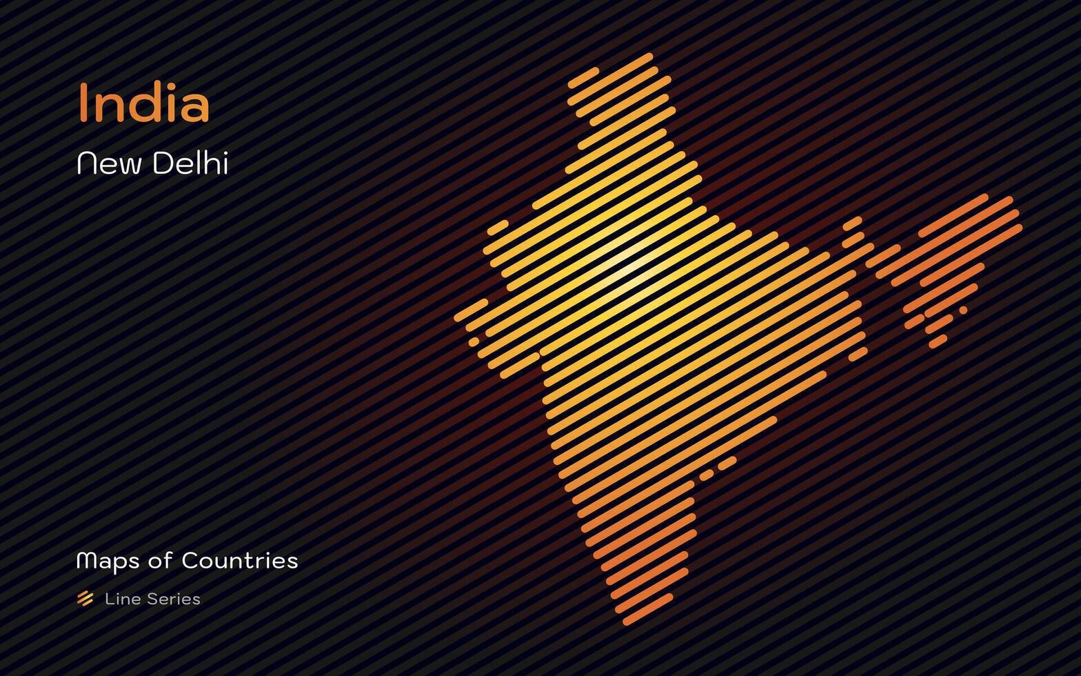 astratto oro lusso carta geografica di India, Bharat, nel oro inclinato Linee modello con capitale di nuovo delhi vettore