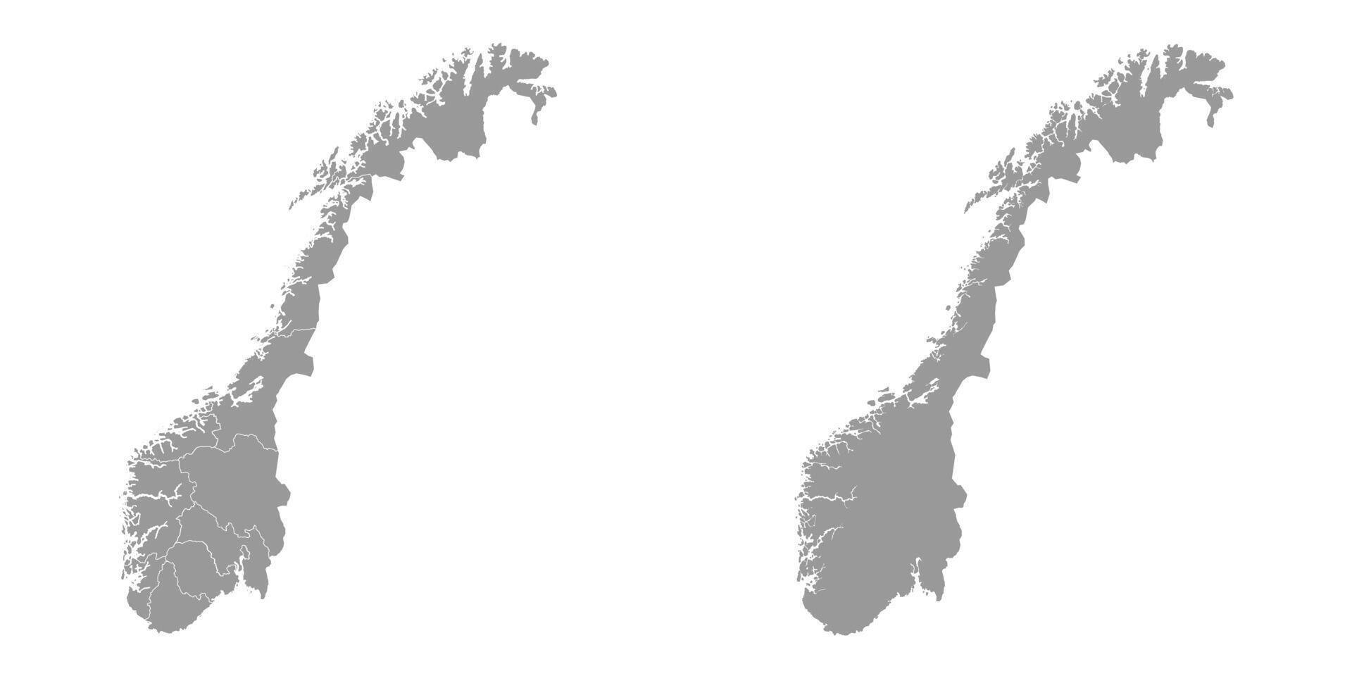 Norvegia grigio carta geografica con contea. vettore illustrazione.