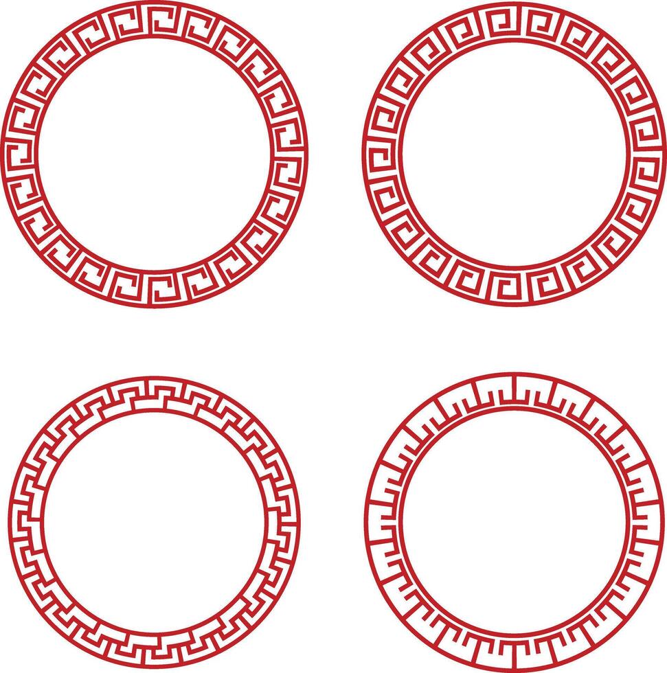 Cinese cerchio telaio elementi. isolato su bianca sfondo. vettore illustrazione impostato
