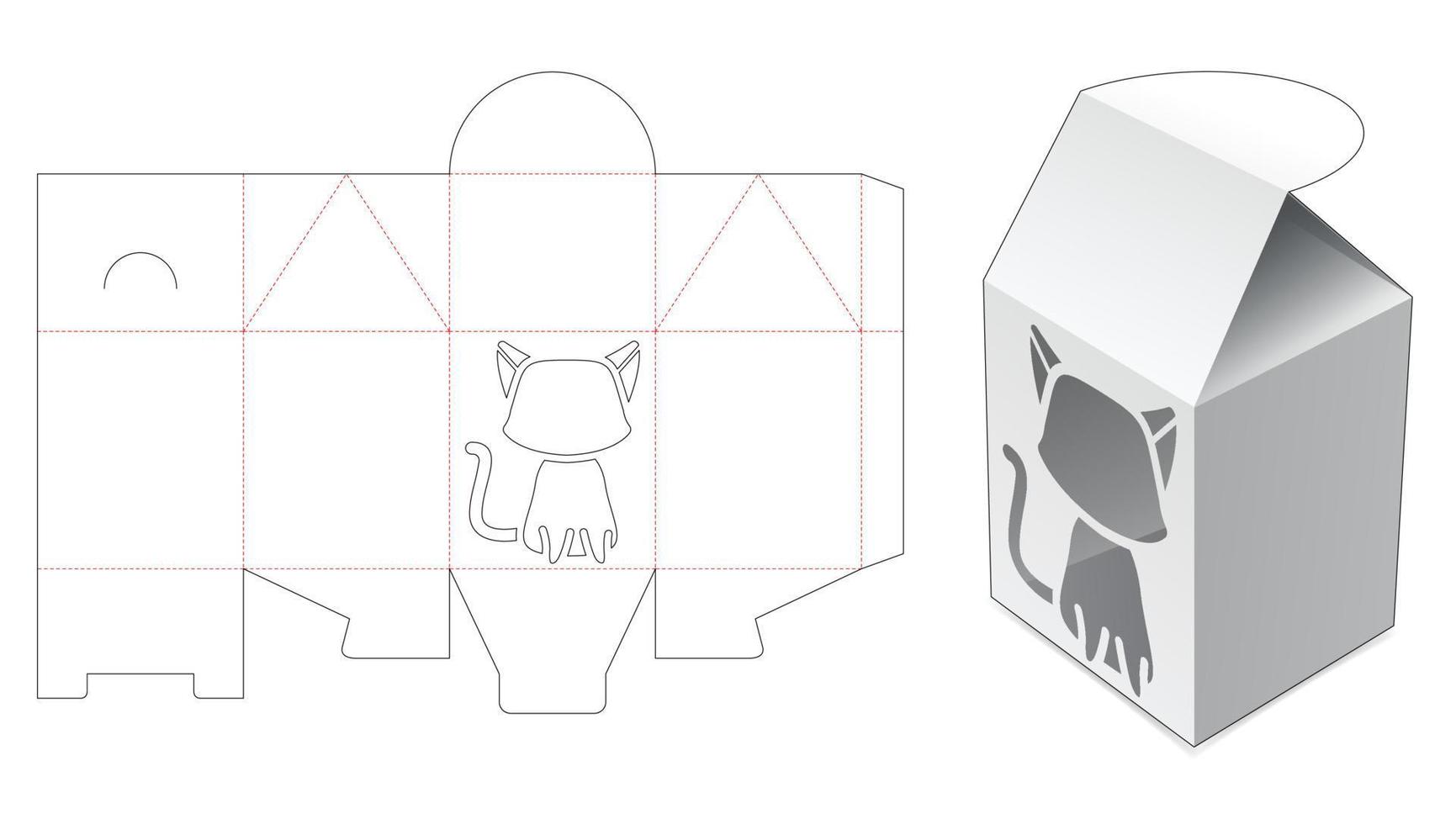 scatola di casa con modello fustellato finestra gatto vettore