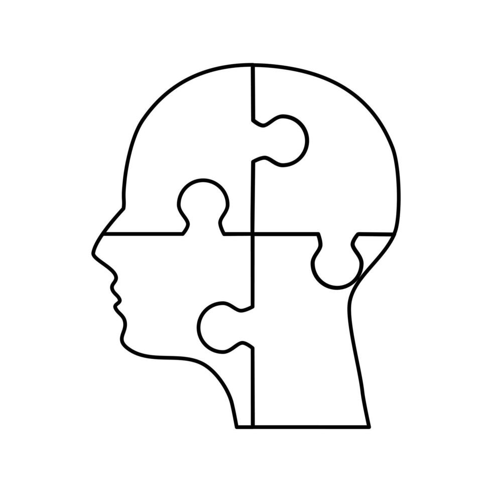 umano testa forma puzzle icona vettore