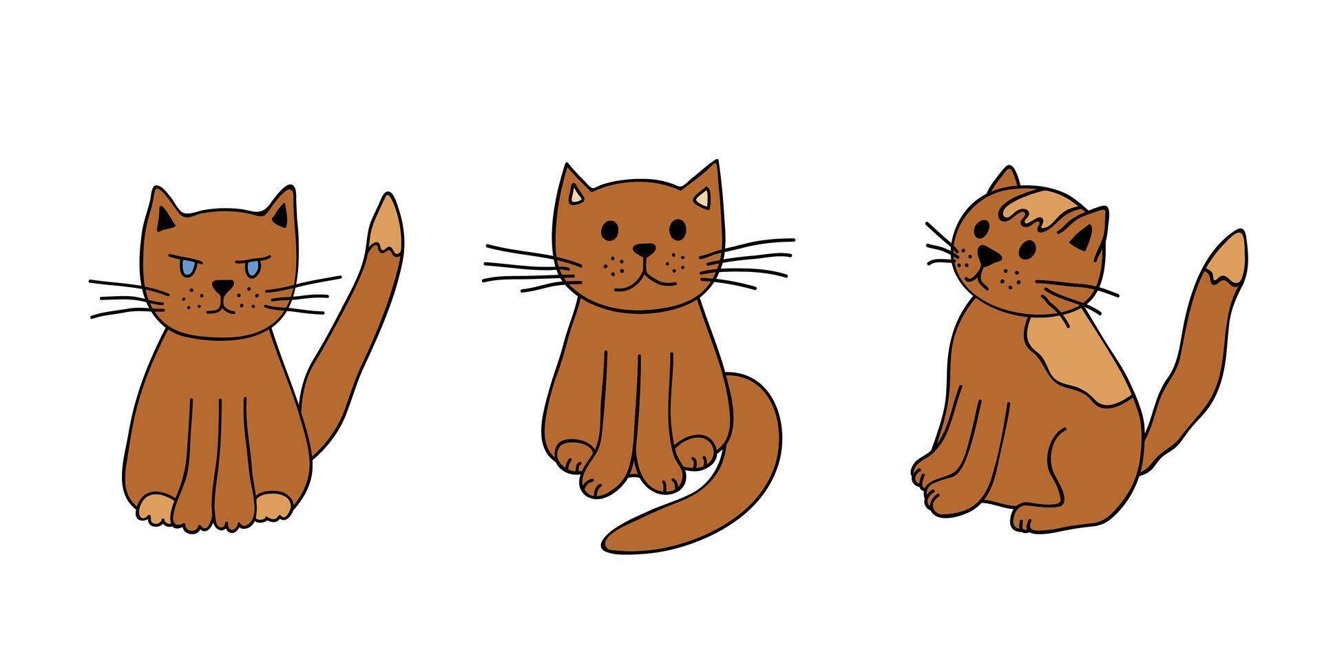 mano disegnato gatto clipart. carino animale domestico scarabocchio impostato vettore