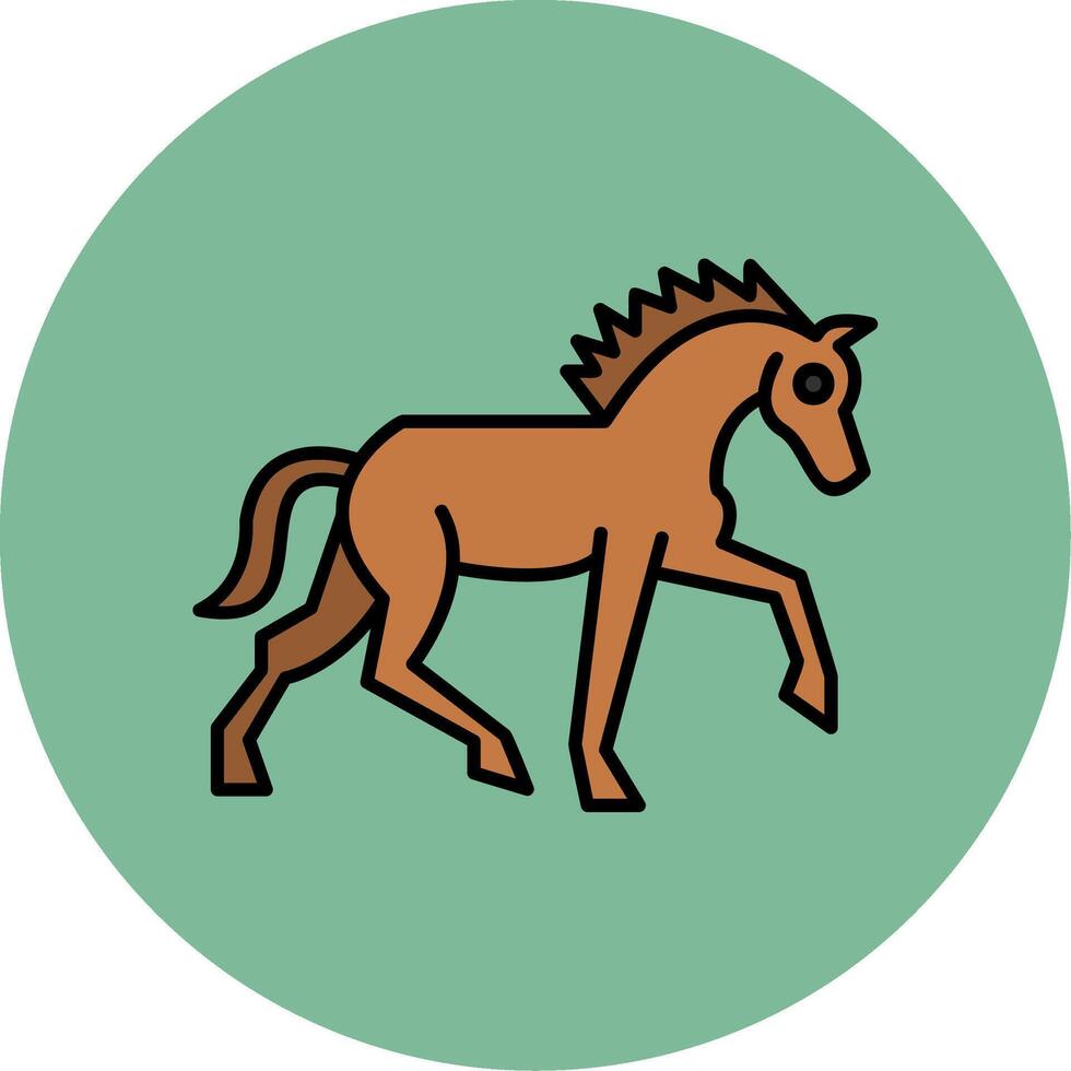 cavallo linea pieno multicolore cerchio icona vettore