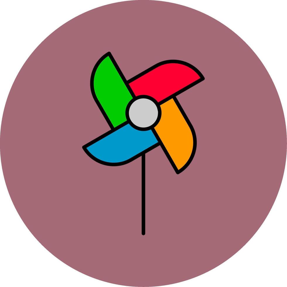 girandola linea pieno multicolore cerchio icona vettore