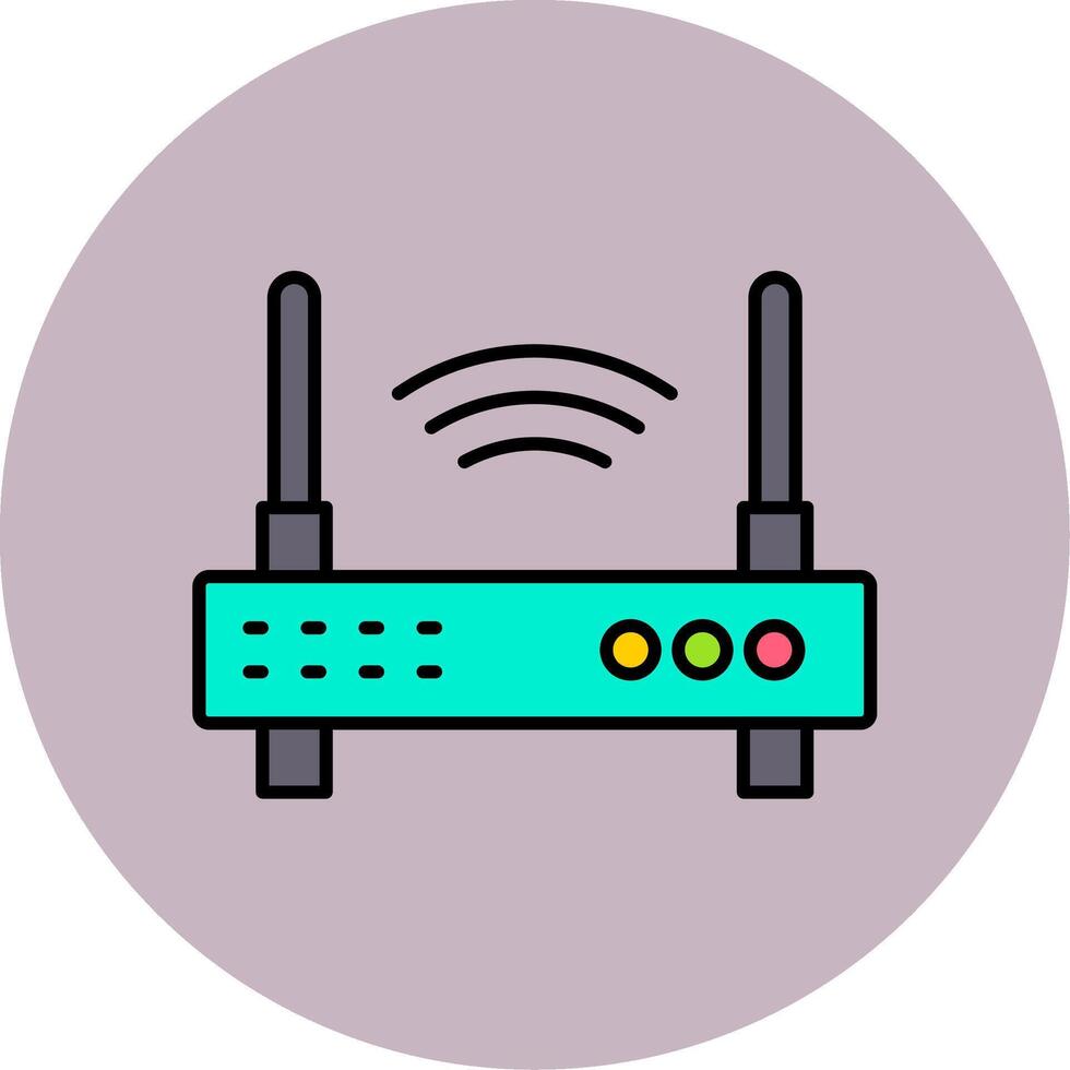 Wi-Fi router linea pieno multicolore cerchio icona vettore