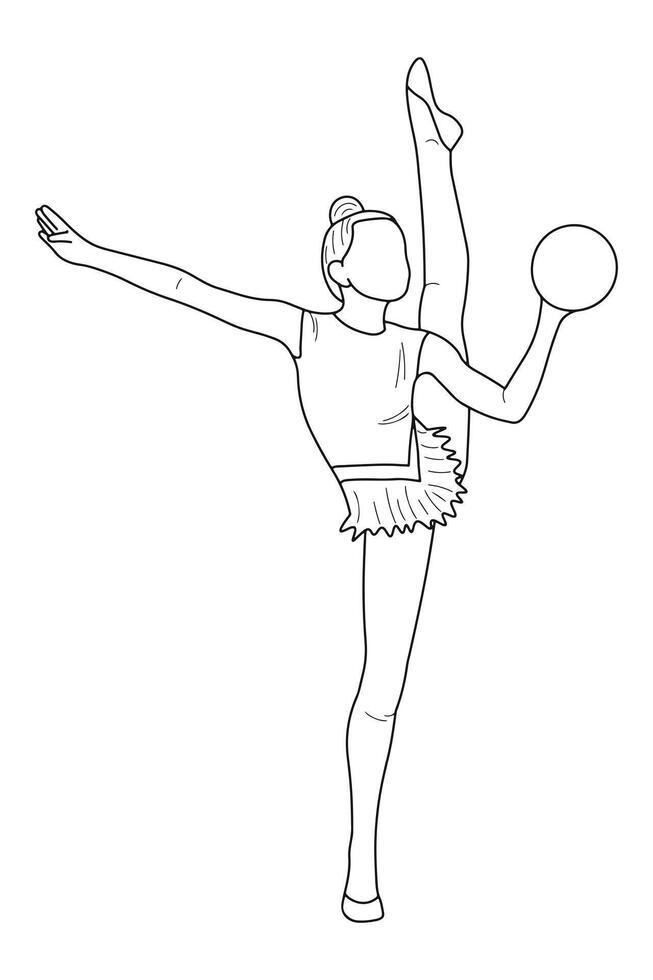 schizzo silhouette di un' ginnasta nel un' gli sport posa, isolato vettore