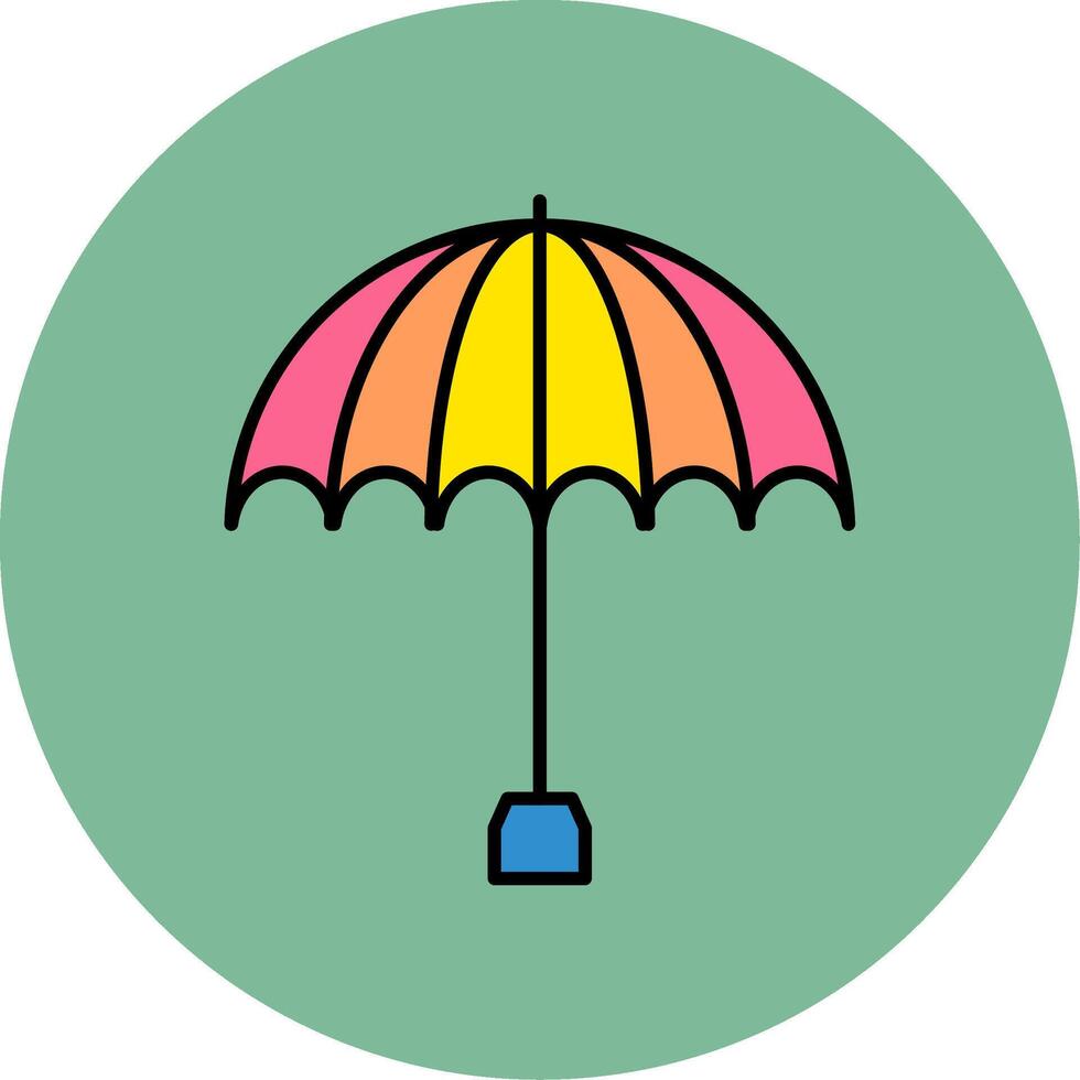 ombrello linea pieno multicolore cerchio icona vettore