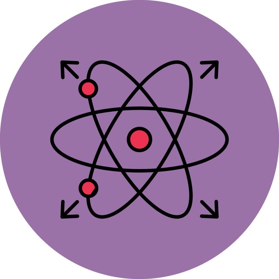 atomo linea pieno multicolore cerchio icona vettore