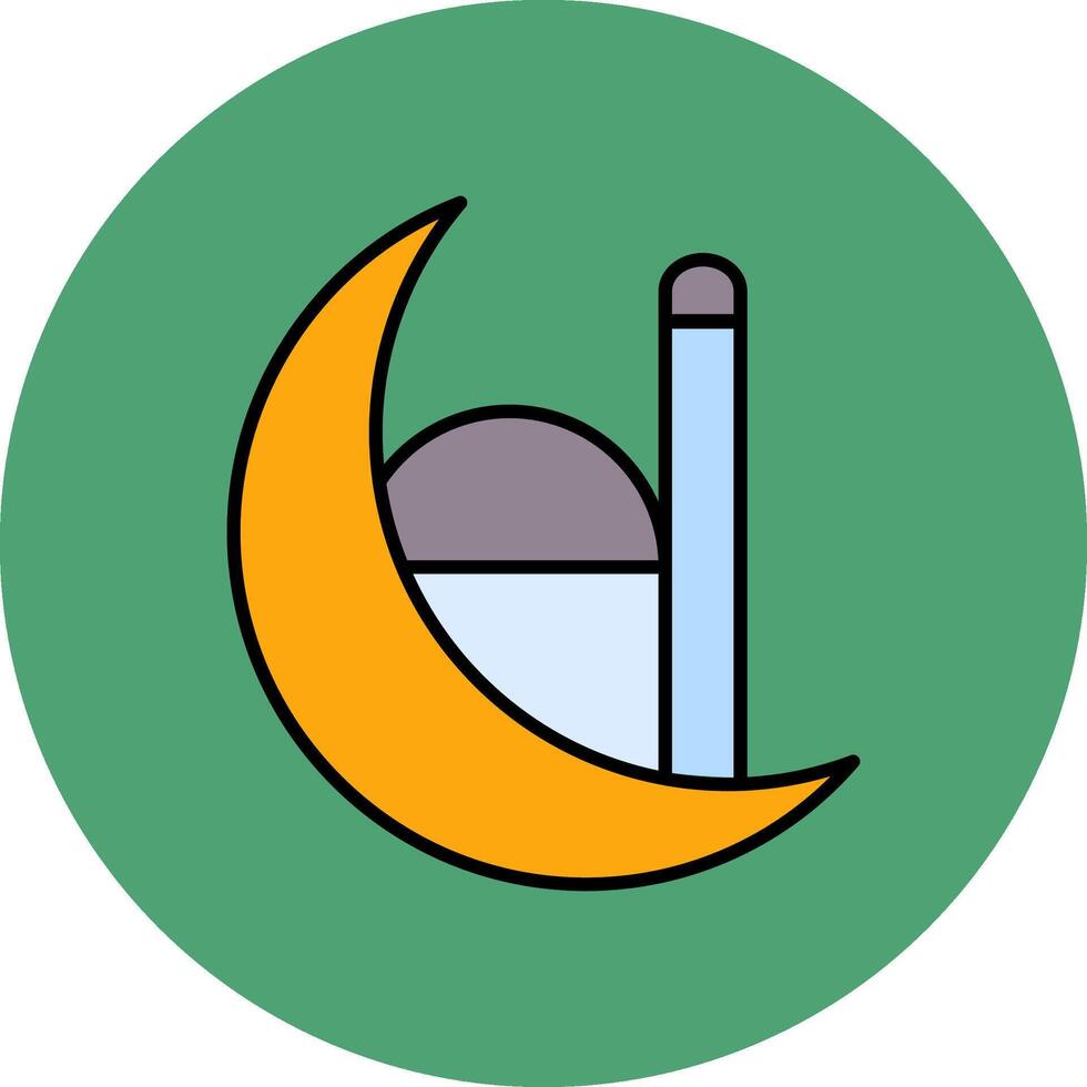 Ramadan linea pieno multicolore cerchio icona vettore