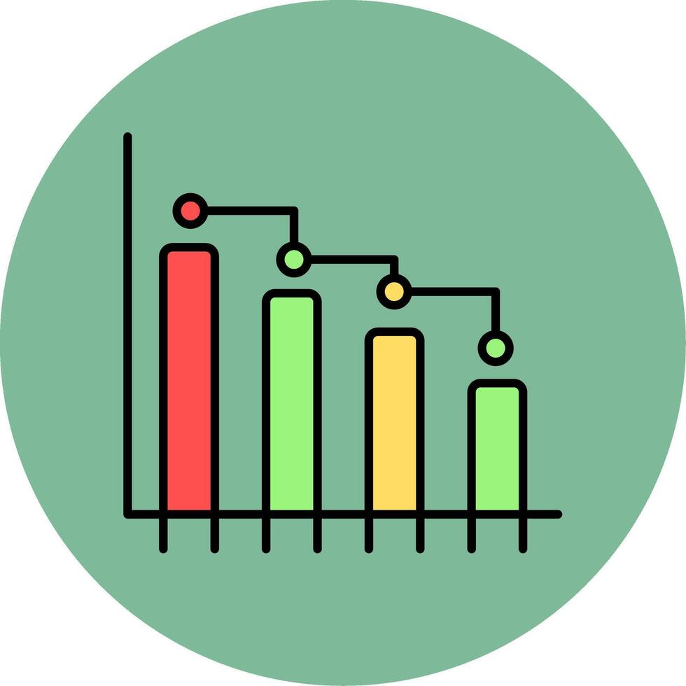 bar grafico linea pieno multicolore cerchio icona vettore