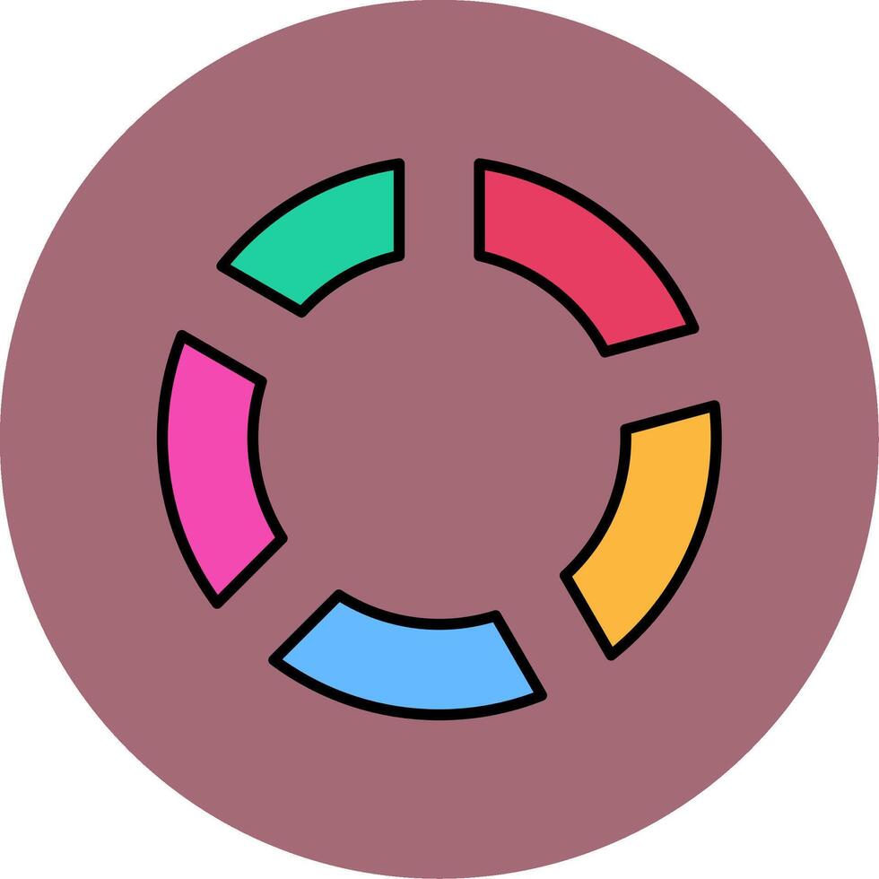 torta grafico linea pieno multicolore cerchio icona vettore