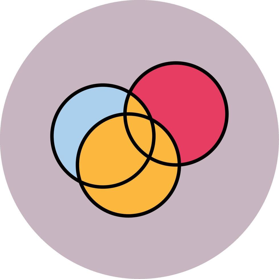 intersezione linea pieno multicolore cerchio icona vettore