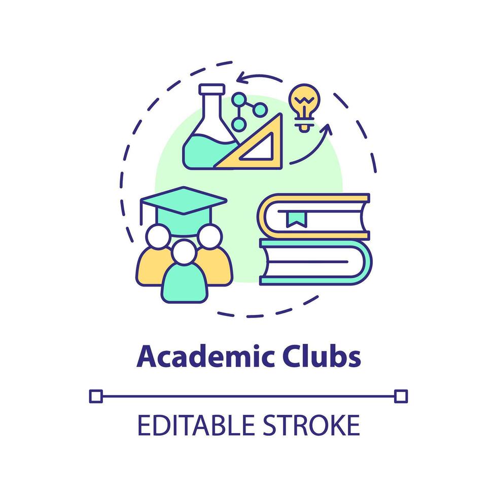 2d modificabile multicolore accademico club icona, semplice isolato vettore, magro linea illustrazione che rappresentano extracurriculari attività. vettore