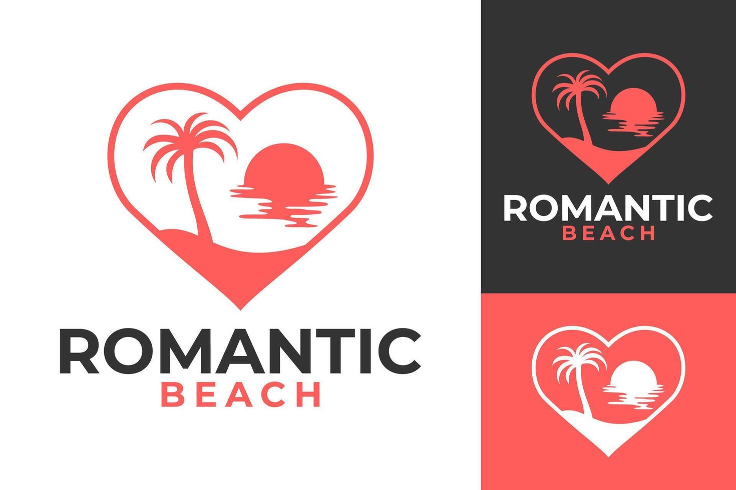 vettore amore coppia romantico spiaggia logo design