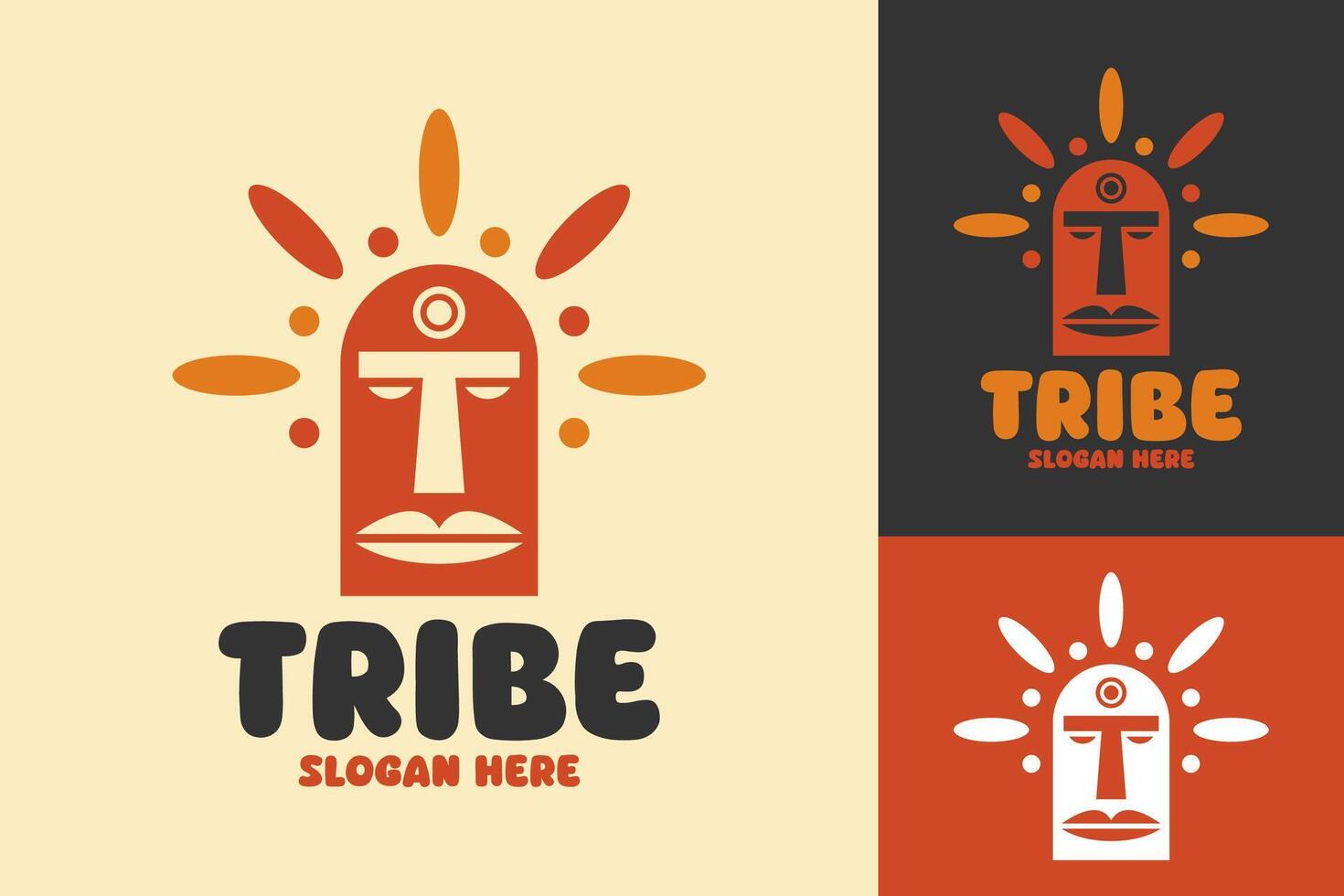 tribù tribale testa maschera etnico logo design vettore