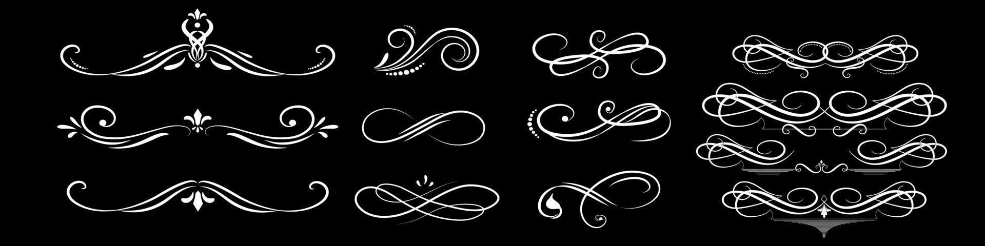 set di illustrazioni di elementi di design calligrafico vintage vettore