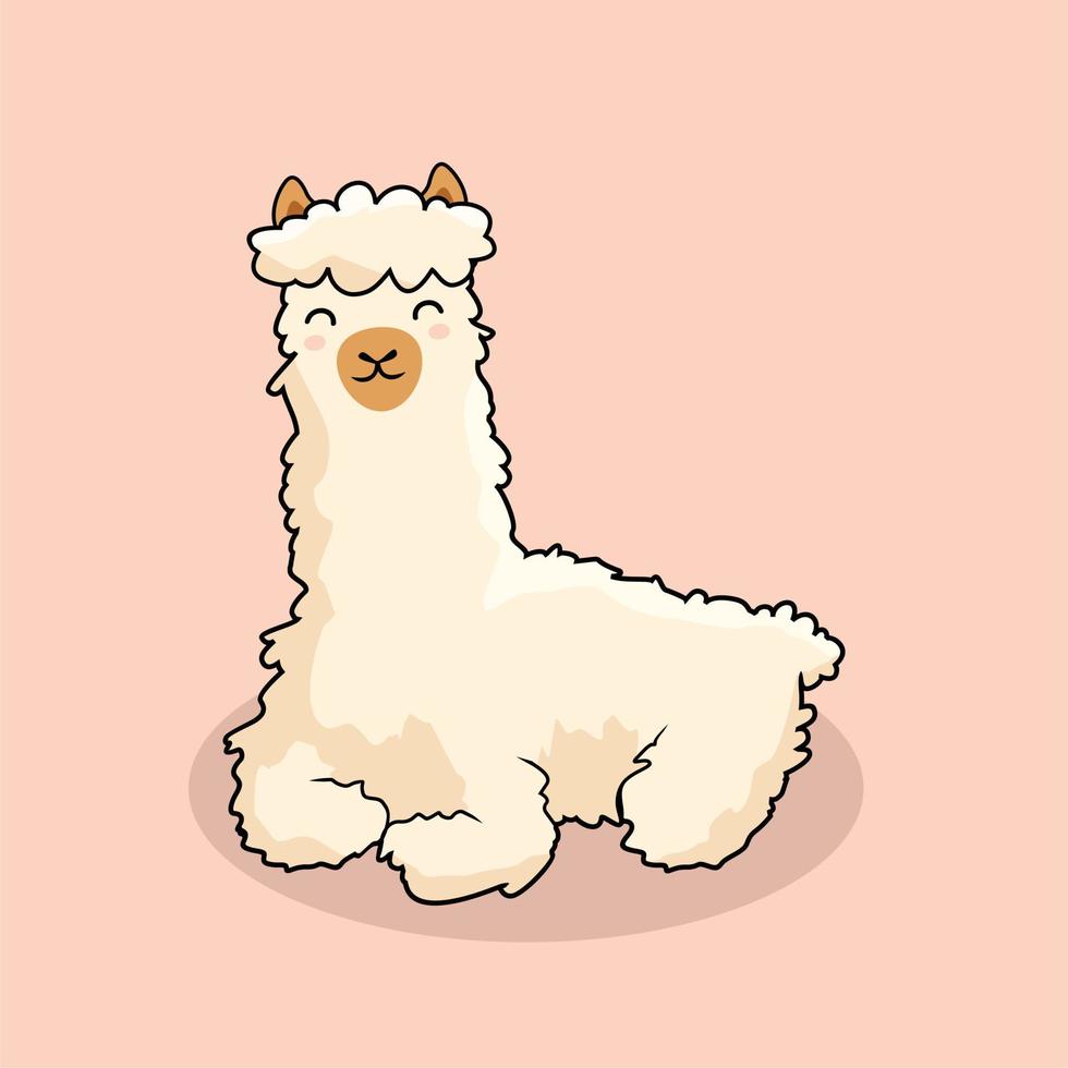 lama seduta cartone animato alpaca vettore