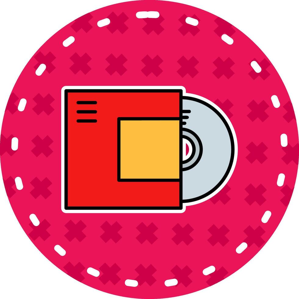 disco linea pieno etichetta icona vettore