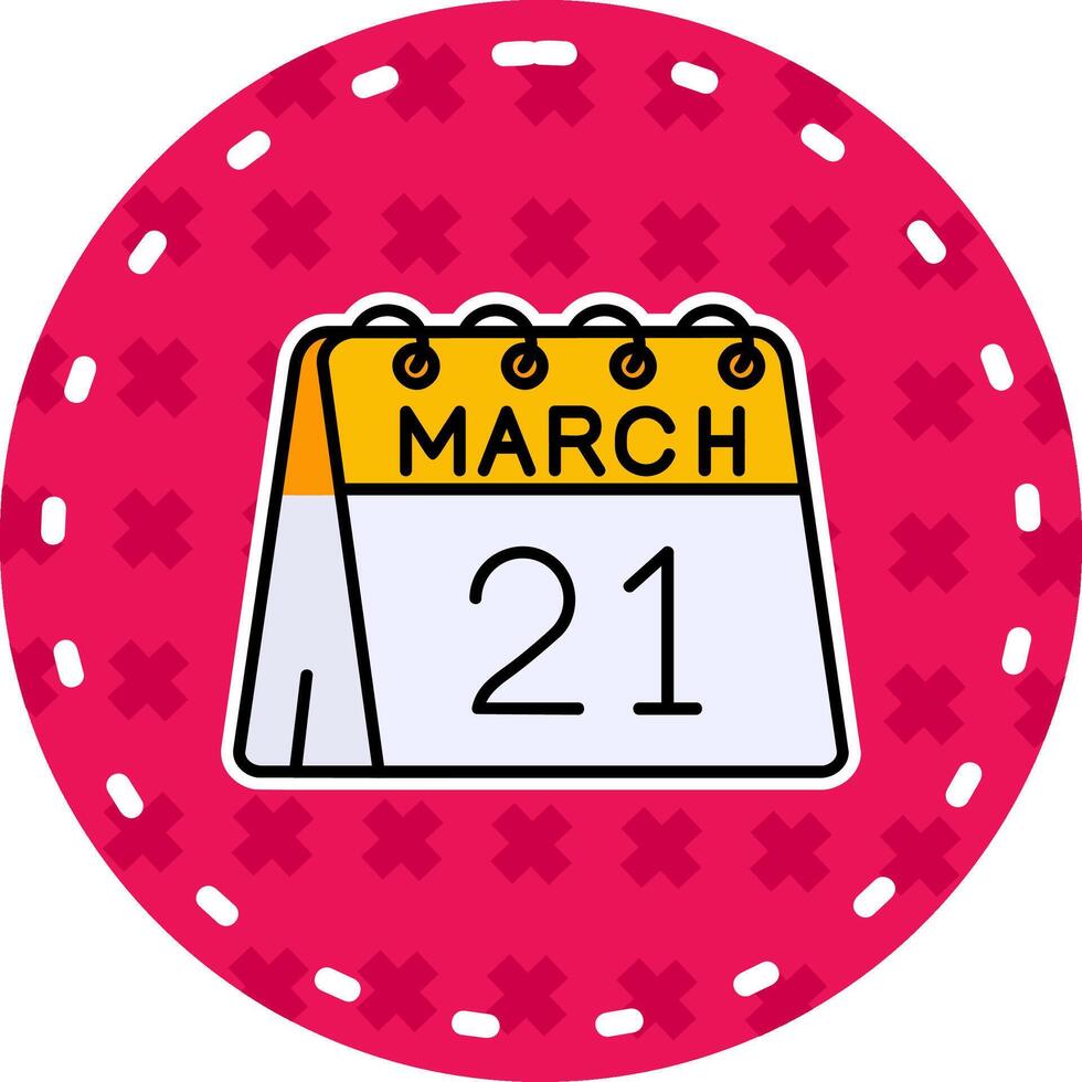 21 di marzo linea pieno etichetta icona vettore