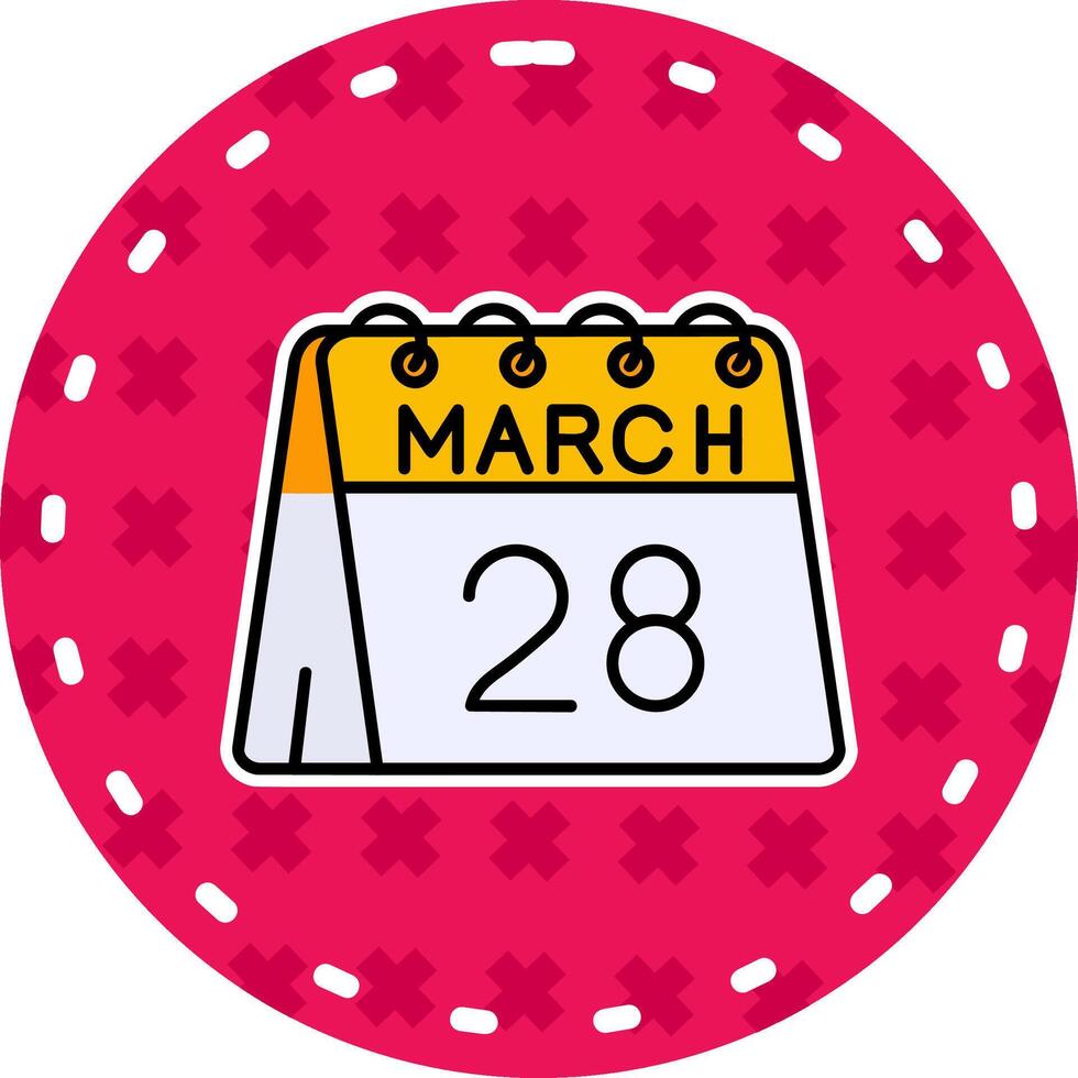 28th di marzo linea pieno etichetta icona vettore