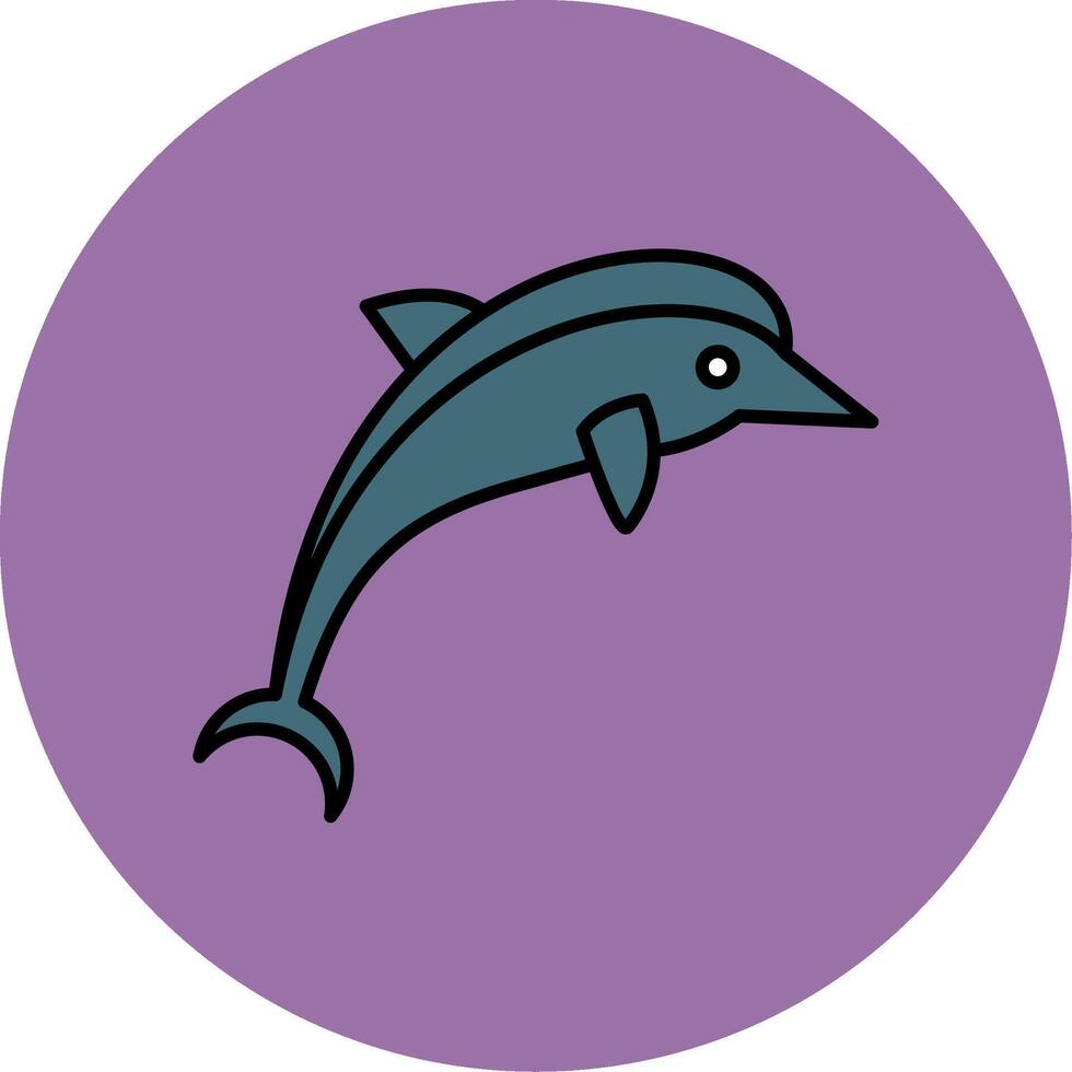 delfino linea pieno multicolore cerchio icona vettore