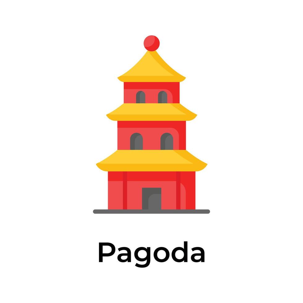 Cinese tempio, storico Torre costruzione, Cinese culto posto, sorprendente icona di pagoda nel moderno stile vettore