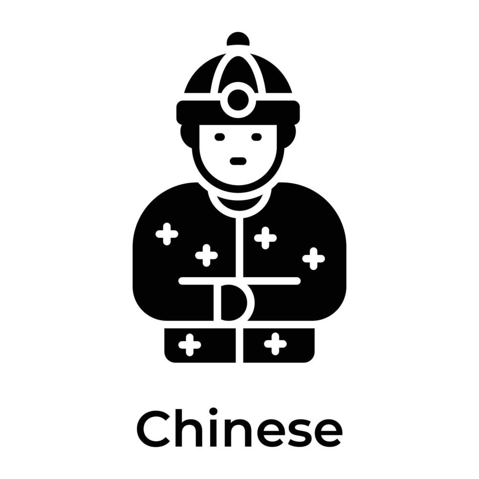 Cinese uomo indossare tradizionale Abiti, icona di Cinese uomo vettore