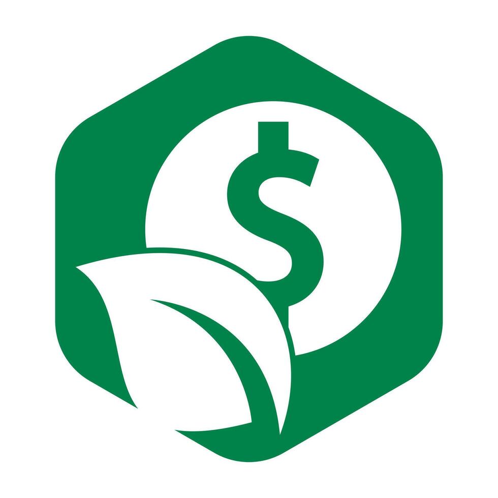 moneta e foglia logo combinazione. i soldi e eco simbolo o icona. vettore
