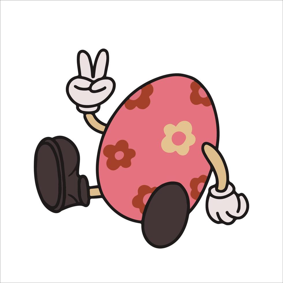 cartone animato illustrazione nel bello, retrò stile. divertente personaggio Pasqua uovo. gomma da cancellare Casa vettore