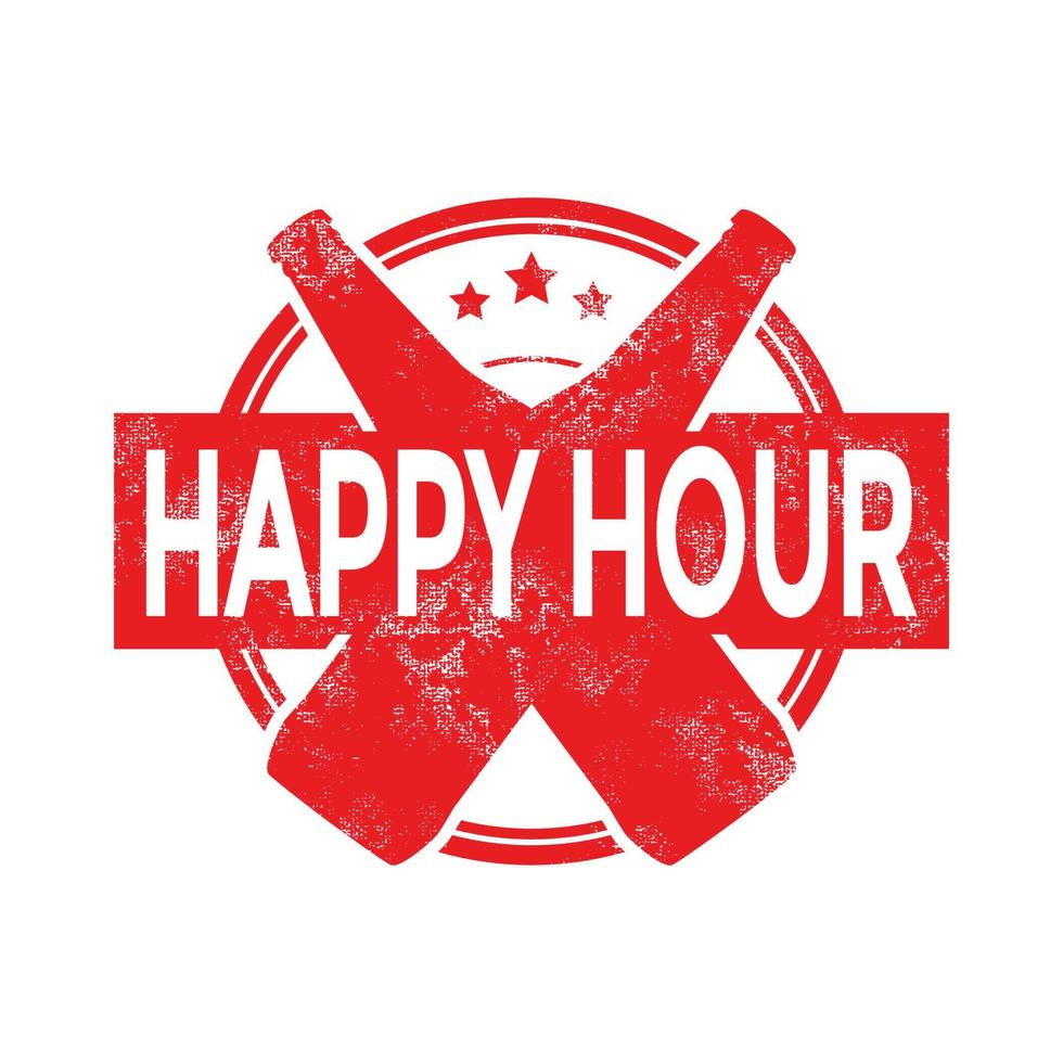 timbro del menu della birra dell'happy hour. vettore