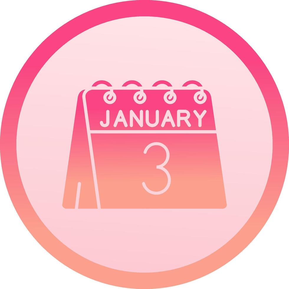 3 ° di gennaio solido cerchio grado icona vettore