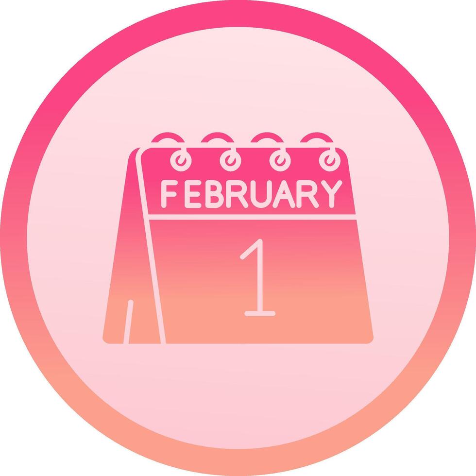 1 ° di febbraio solido cerchio grado icona vettore