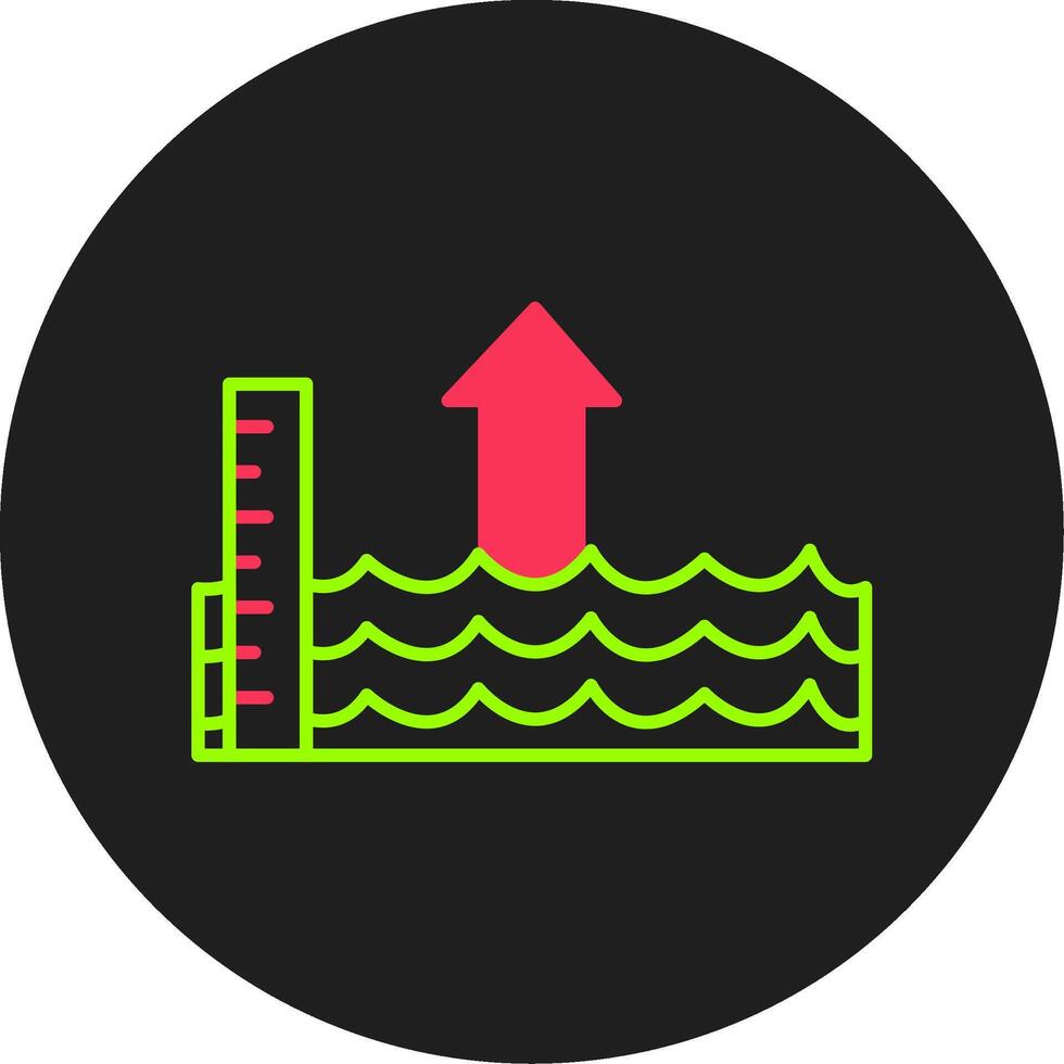 mare livello salire glifo cerchio icona vettore