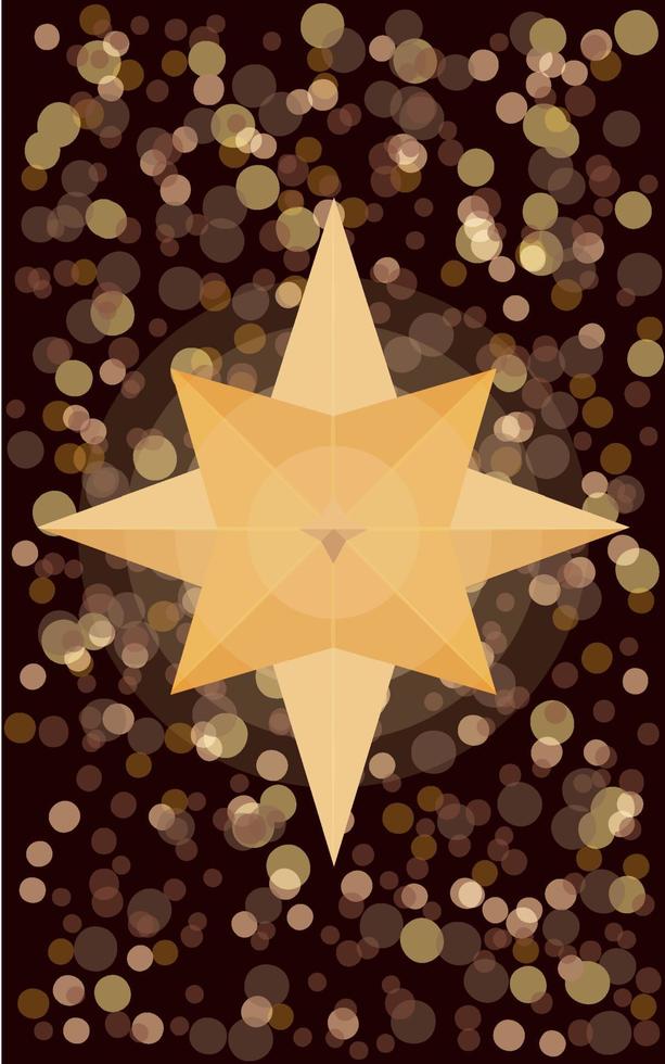 isolato golden natale stella luci colorate sfondo sfocato cerchio forme. illustrazione vettoriale