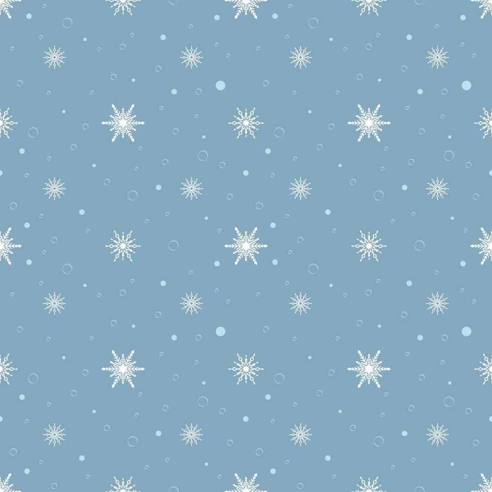 senza cuciture con fiocchi di neve bianchi su sfondo blu. decorazione tradizionale invernale festiva per capodanno, natale, vacanze e design. ornamento di linea semplice ripetere fiocco di neve vettore