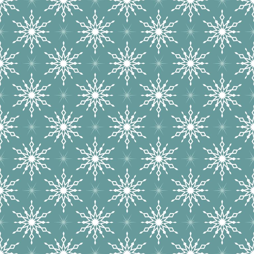 senza cuciture con fiocchi di neve bianchi su sfondo blu. decorazione tradizionale invernale festiva per capodanno, natale, vacanze e design. ornamento di linea semplice ripetere fiocco di neve vettore