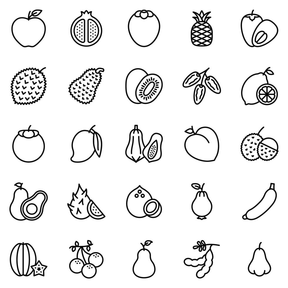 set di icone di frutta - illustrazione vettoriale. vettore