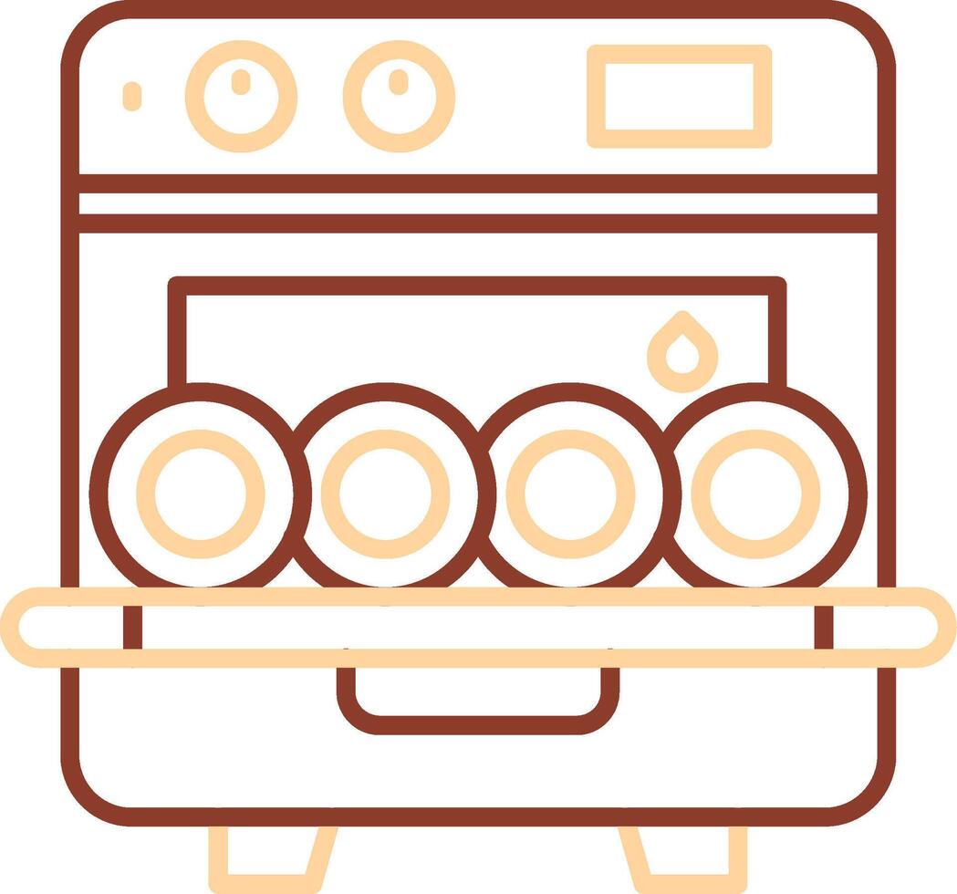 icona a due colori della linea della lavastoviglie vettore